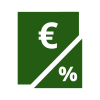 Grünes Blatt mit Eurozeichen und Prozentzahlzeichen - Steuererklärung
